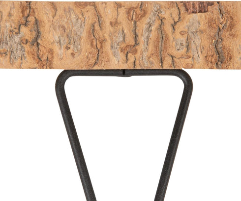 Rustic Paulownia Wood Pedestal with Sleek Metal Legs