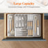 Lifewit Silverware Organizer for Kitchen Drawers, Expandable Utensil Tray with Removable Knife Block, Large, White