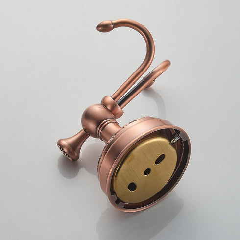 Red Copper Bath Towel Hooks, Wall Mounted Bathroom Hardware Accessories with Pattern Carving Design