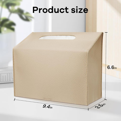QUISBE (Beige-2 Pack) Tissue Box Cover Holder Compatible with Kleenex Disposable Paper Hand Towels, Leather Paper Towel