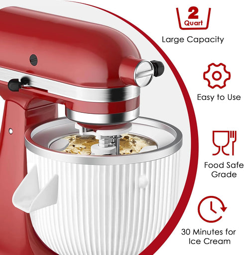 4.5/5QT 6QT Frozen 2 Ice Cream Maker Attachment for KitchenAid Mixers, Fits KitchenAid & Stand Mixers, Ice Cream