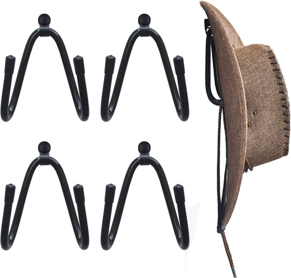 YYST Cowboy Hat Rack, Wall Mount Cowboy Hat Holder Organizer - 4 Pack