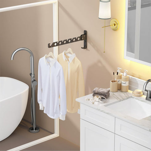 Wall Mounted Clothes Drying Rack, Foldable Laundry Hanger Hook for Bathroom, Indoor Clothes Rack