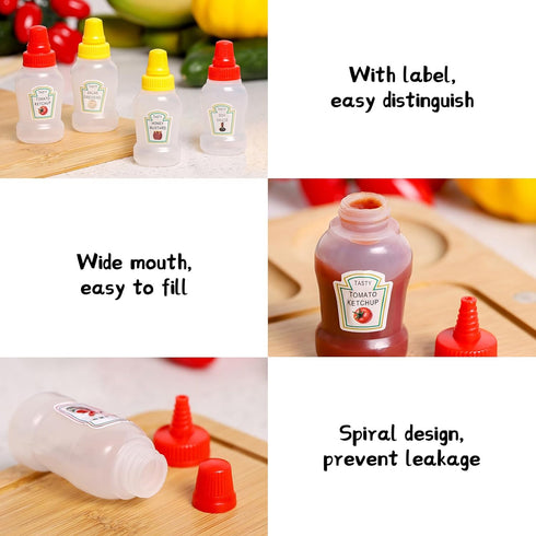16 25ml PCS Mini Ketchup Bottles, Condiment Squeeze Bottle, Plastic Containers for Sauces, Portable Small Squeeze