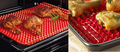 Top Pyramid Pan | 16 x 11 inches Large Red Pyramid / Raised Cone Shaped Healthy Silicone Mat for Cooking, Baking and Roasting | Superb Non-Stick Food Grade Silicone | Dishwasher Safe Series by OrangeTag