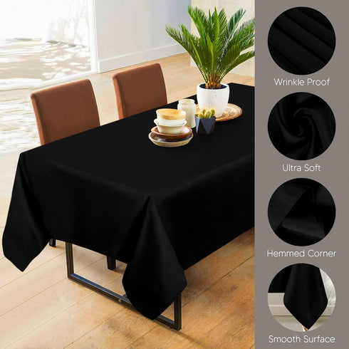 Utopia Kitchen 2 Pack 6 Foot Rectangle Table Cloth, Black, Stain and Wrinkle Resistant for Dining and Parties