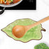 Green Leaf Shape Spoon Rest - Ceramic Spoon Holder for Stove Top, Farmhouse Decor with Wooden Spoon, 5.1 W x 7.5 L