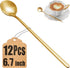 12 Pcs Coffee Spoons Set, 6.7" Long Handle Gold Tea Spoons, Stainless Steel Gold Spoons for Stirring