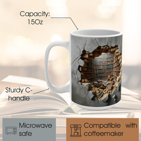 15Oz Library Bookshelf Mug Bookish Gifts Book Lovers Gift Books Lovers Women Bookshelf Cup - Library Coffee Mug Book