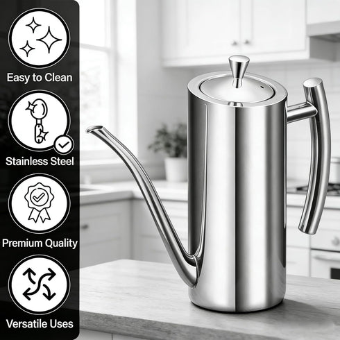 24oz/700mL KSENDALO Stainless Steel Olive Oil Dispenser - Leakproof Oil Bottle, Premium One-Piece Design with Long