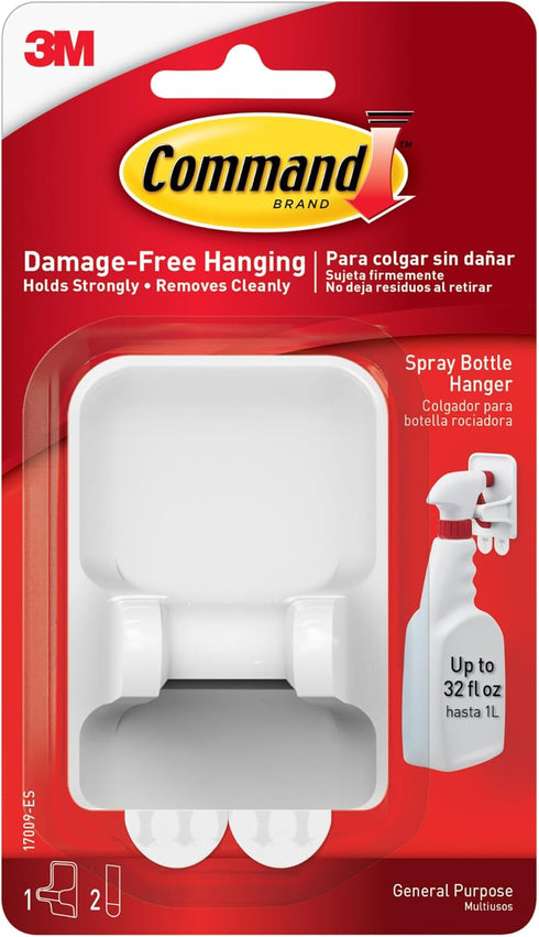 Command Spray Bottle Hangers, White/Gray, 2