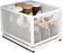 Sliding Cabinet Basket Organizer, Heavy Duty Carbon Steel Self Adhesive Slide Out Pantry Storage Basket