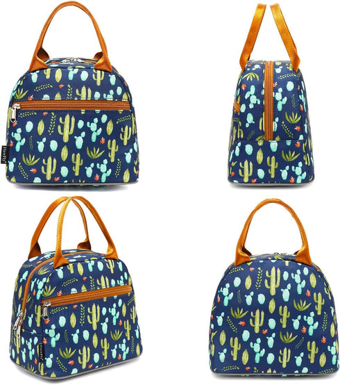 FlowFly Insulated Lunch Cooler Bag - Cactus Tote Bag Organizer for Men and Women