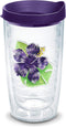 Tervis Tropical Hibiscus Collection Double Walled Insulated Tumbler, 16oz Travel Cup, Keeps Drinks Cold & Hot, Purple