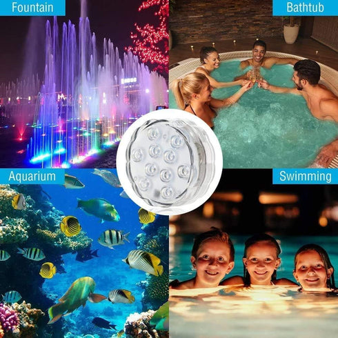 2Pack 16 Swimming Submersible LED Lights Waterproof Pool Lights Underwater with Colors, Remote Control for Aquarium