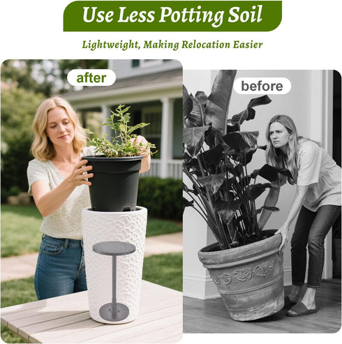 Decivems 12.8-21" 6/8/10" 8/10/12 Inch Adjustable Large Plant Riser for Indoor/Outdoor Pots Universal Plant Stand