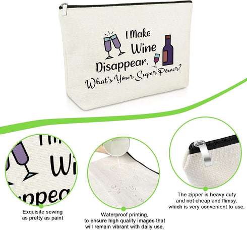Wine Lovers Gifts Makeup Bag for Wine Drinkers, Wine Gifts for Mom Wife Sister Friendship Gifts for Wine Lovers