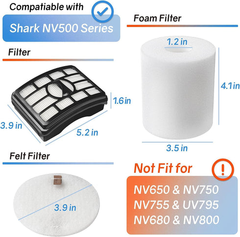 Ximoon NV500 NV501 Filter for Shark Vacuum Filter Replacement 500 Series NV502 NV503 NV505 NV510 NV520