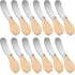 Patelai 12 Pieces Cheese Spreader Knife Set, Stainless Steel Butter Spreaders with Wooden Handle, 4.7 Inch
