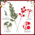50 10.5" Dapclca Pcs Christmas Artificial Pine Branches with Red Berry Stems, Faux Evergreen Norfolk Pine Cypress