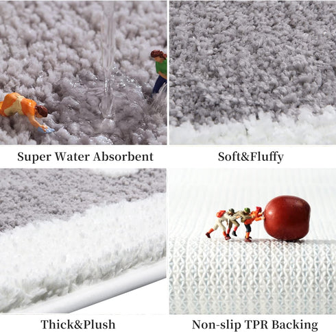 Hi Space Grey Bathroom Rugs Mat, 31.5x19.7IN, Non-Slip, Machine Washable, Cute Flower Bath Rug