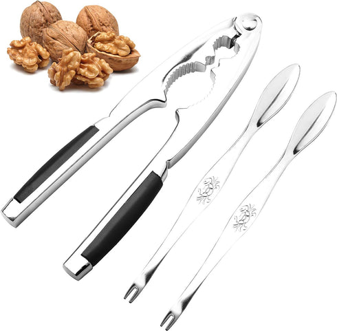Anwenk Heavy Duty Nut Crackers for All Nuts, Pecan Walnut with 2 Picks, Seafood Cracker Tool