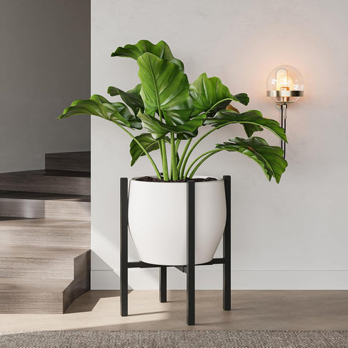 9 15 Inch 160 LB Adjustable Metal Plant Stand Indoor, Mid Century Modern Outdoor Planter Holder for to Pots, Heavy Duty