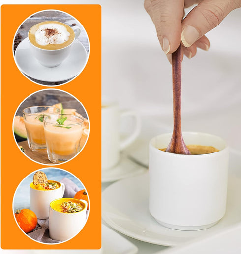 8 Inch Wooden Spoon Set, 6PCS Long Handle Mixing Spoons for Cooking, Stirring Sauce, and Soup