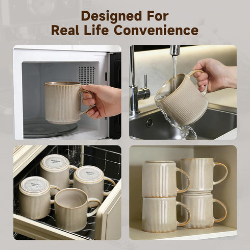 Set 6, 16 oz Set, MONITO Coffee Mugs of Mugs Ceramic Coffee Cups with Large Handles, Suitable for Lattes, Hot tea