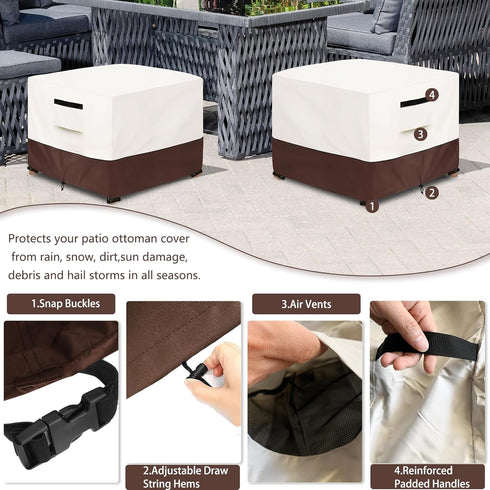 Cover,25W 25D 18H inch,Waterproof 3-Piece Set Patio Ottoman x x Square Patio Small Side Table Cover,Suitable