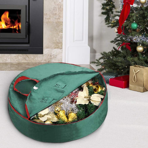 Primode Christmas Wreath Storage Bag, 24" Garland Wreaths Container with Handles, Durable 600D Oxford Polyester