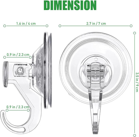Large Clear Suction Cup Hooks for Shower, Heavy Duty Wreath Hangers for Front Door Window Glass (4 Packs)