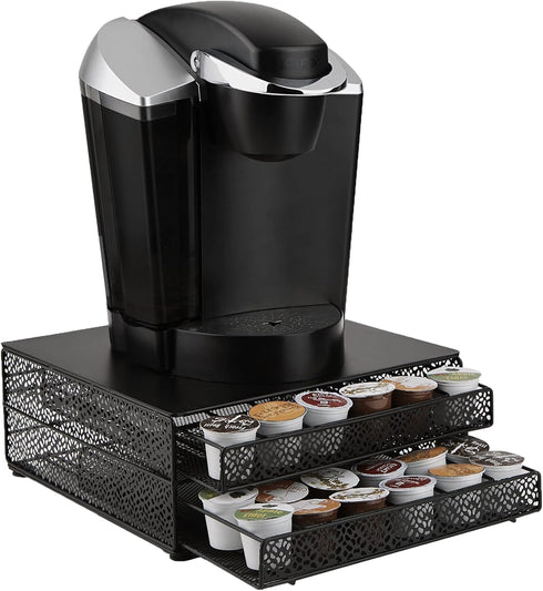 Mind Reader Single Serve Coffee Pod Organizer - 72 Pod Capacity with 2 Drawers, Black