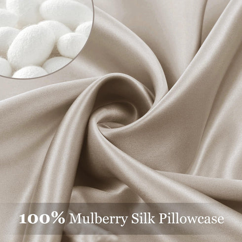 Adubor Mulberry Silk Pillowcase - 23 Momme 6A Grade Fibers | 900 Thread Count | Queen 20''x30'', Beige, 1PC