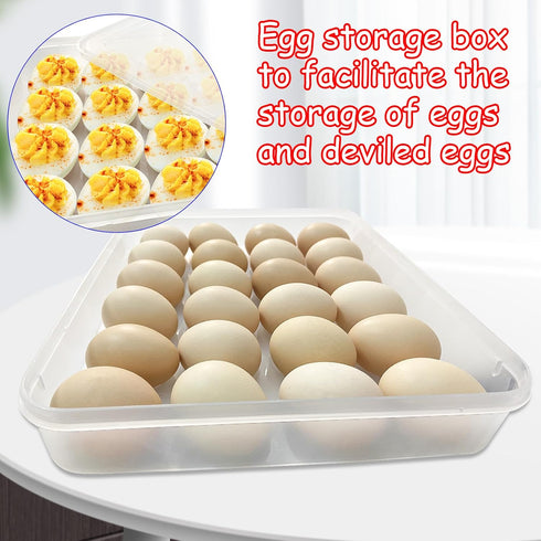 3Pack Deviled Egg Containers with Lid - Portable Egg Holder Carrier for Refrigerator, Storing 72 Eggs for Easter Party