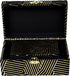 Velvet Decorative Boxes Storage Accessory Organizer with Gold Stripe, Set of 2, Black