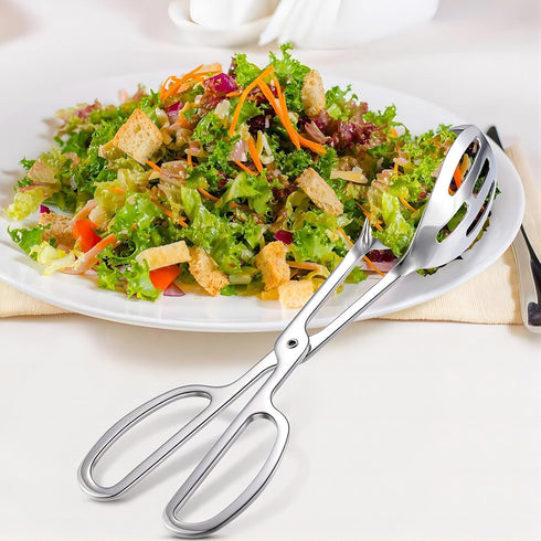 2-PACK Serving Tongs for Buffet, Stainless Steel Food Serving Tongs with Scissor Handles, Kitchen Utensil