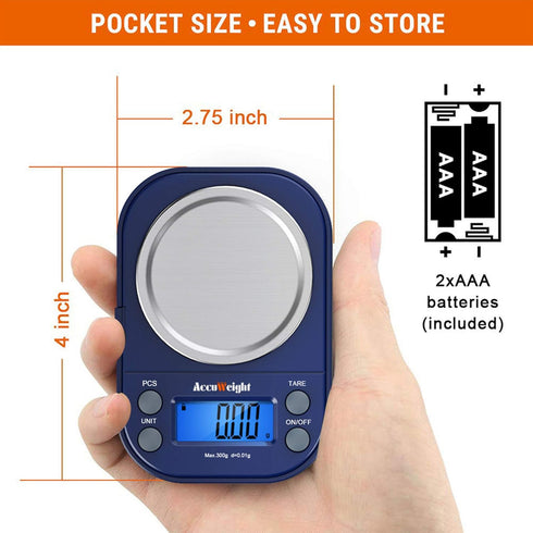 AccuWeight Digital Gram Scale, 300g/0.01g Limit Pocket Scale for Kitchen Food and Jewelry