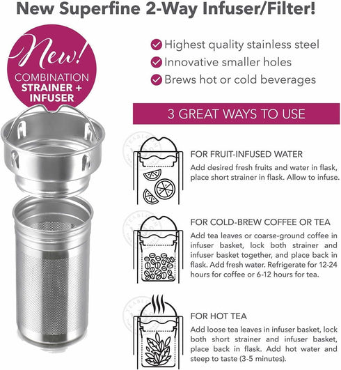 16oz/480ml Teabloom - The ORIGINAL All-Brew Travel Tumbler & Thermos | OPRAHs Favorite | Stainless Steel Insulated