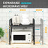 Microwave Oven Rack, Expandable Stand for Kitchen Utensils Storage, Carbon Steel Over Microwave Shelf