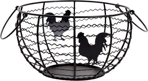 Juvale Wire Egg Basket Countertop Organizer, 8.2 x 8.2 x 4.9 in Black Iron - Rustic Style