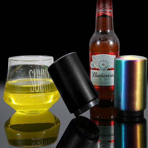 YUDANSI Push Down Bottle Opener, Automatic Beer Opener, Funny Kitchen Gadget Gift for Dad, Magnetic Corkscrew