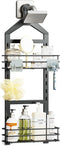 Orimade Adjustable Anti-slip Shower Caddy, Rustproof Hanging Organizer with 2 Hooks for Shower Storage