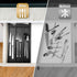 Silverware Organizer Small Bamboo Kitchen Drawer, Utensil Holder, Flatware Organizer Tray, Black, 4 Slots