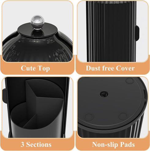 Countertop, 3 Dustproof Toothbrush Holders with Cover, Rotating Electric Toothbrush and Toothpaste Holder for Bathroom