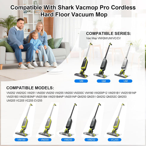 SavStor Vacmop Vacmop/Vacuum VM252 VM200 VM200p12 VMP30 VM190 VM250 floor(1+2+3pack) Reusable for Shark Replacement