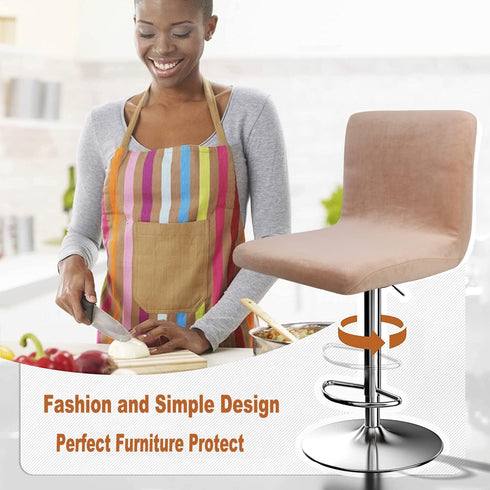 Counter (4, Velvet Bar Stool Seat Covers, Square Barstool Slipcovers, Height Chair Covers Khaki)