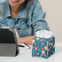 Biyejit Cute Easter Rabbit Eggs Tissue Box Cover, Square PU Leather Holder with Bottom Strap for Bathroom, Vanity, Desk