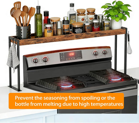 4 4 Spice Rack Shelf for Kitchen Stove, Over The Stove Shelf with Level Adjustable Height, Over Stove Spice Rack