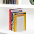 Acrimet Metal Bookends, Heavy Duty Non-Skid Book Stand, 6-7/8" H x 4" W x 4-1/2“ D, 1 Pair, White with Gold